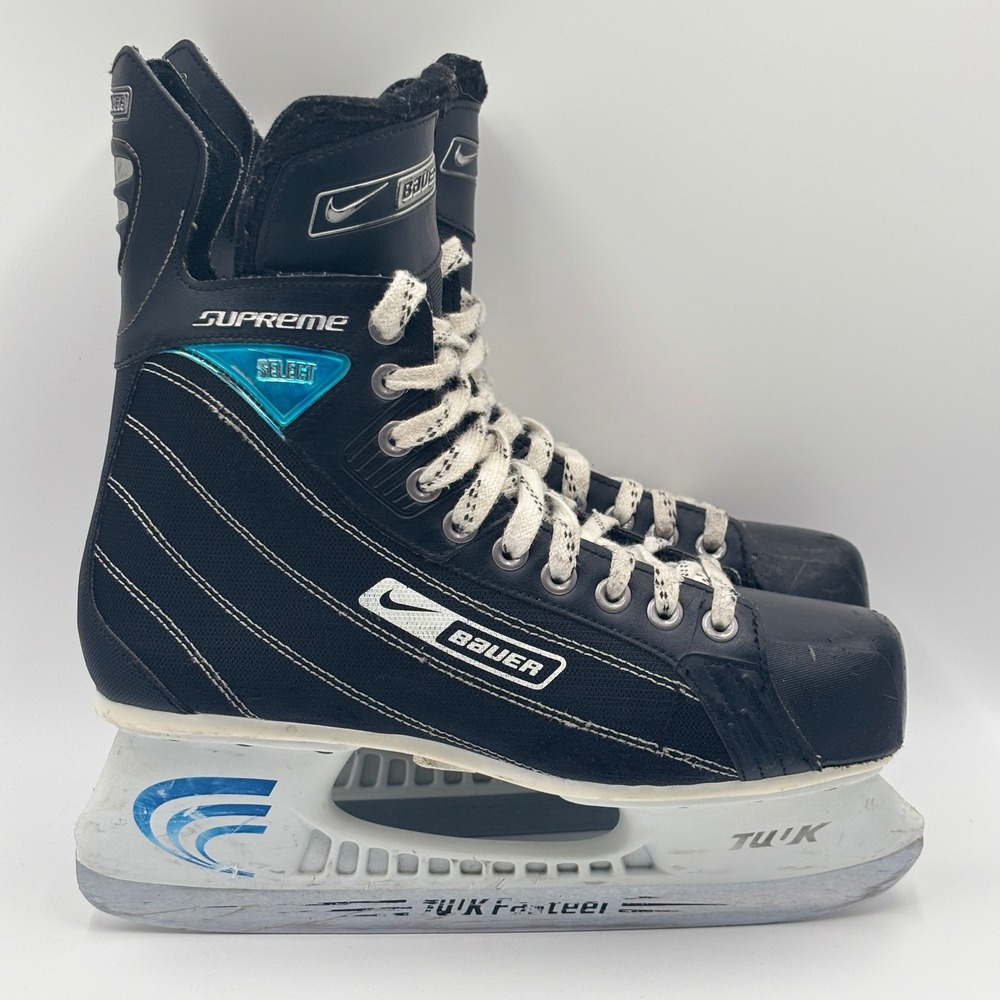 Nike Bauer Supreme Select Ice Hockey Skates Men Size 7.5 Black Tuuk Fasteel